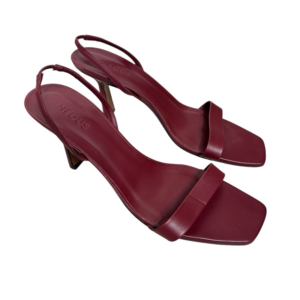 Neous Burgundy Slingback Kitten Heel Sandals - Picture 7 of 7